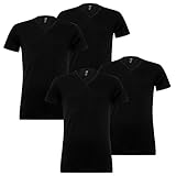 4 er Pack Levis V-Neck T-Shirt Men Herren Unterhemd V-Ausschnitt, Farbe:884 - Jet Black, Bekleidungsgröße:XL