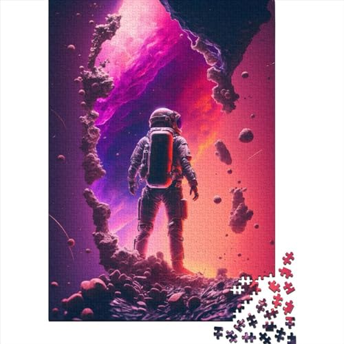 1000-teiliges Puzzle für Erwachsene, Astronaut im Stehen, Atom-Holzpuzzle, Puzzle für Erwachsene, Lernspiel, Herausforderungsspielzeug (29,53 x 19,69 Zoll)