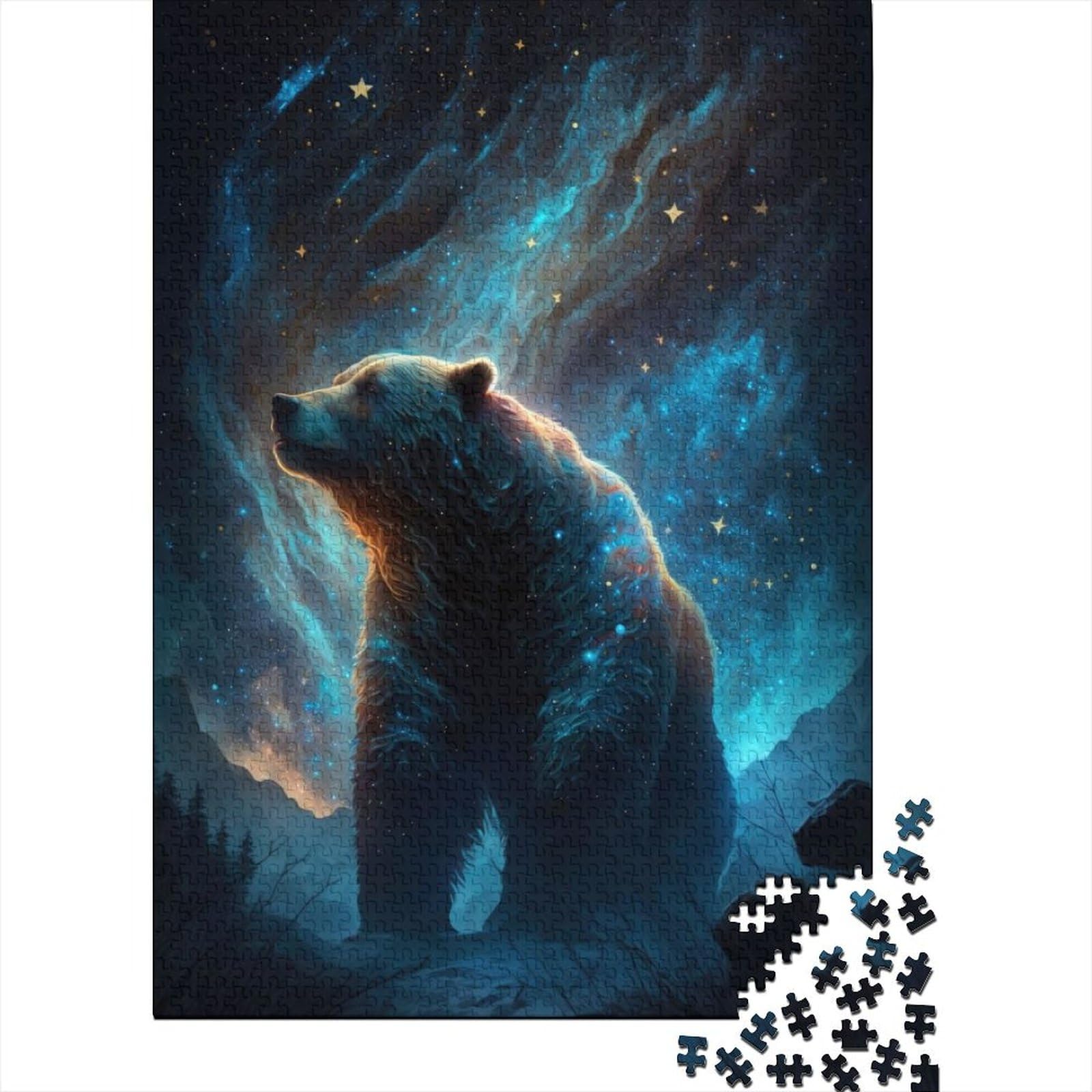 Kunstpuzzle für Erwachsene, 500 Teile, Grizzlybär-Stil, Puzzle für Erwachsene, Teenager-Spielspielzeug für Erwachsene, Familienpuzzle, Geschenk (Größe 20,47 x 14,96 Zoll)