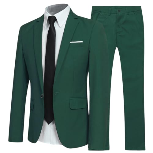 Allthemen Herren 2-Teilig Slim FIT Business Anzug Dunkelgrün XXX-Large