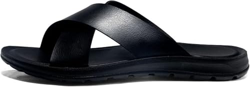 Herren-Hausschuhe, PU-Leder, für den Sommer, große Größe 35–43, Strandschuhe, lässige Sandalen, Keilschuhe für Damen, Schwarz, 47 EU