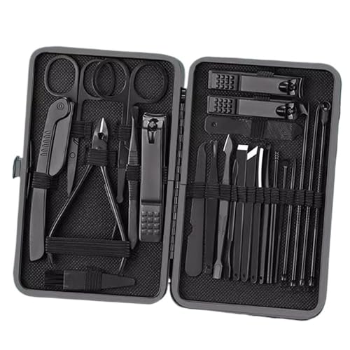 Maniküre/Pediküre Set Schwarzes Nagelknipser-Set, komplettes Set mit Nagelknipsern for Herren, Box, Akne-Nadeln, Nagelrille, spezielle Pediküre-Messer-Werkzeuge for den Heimgebrauch Nagelpflege-Werkze