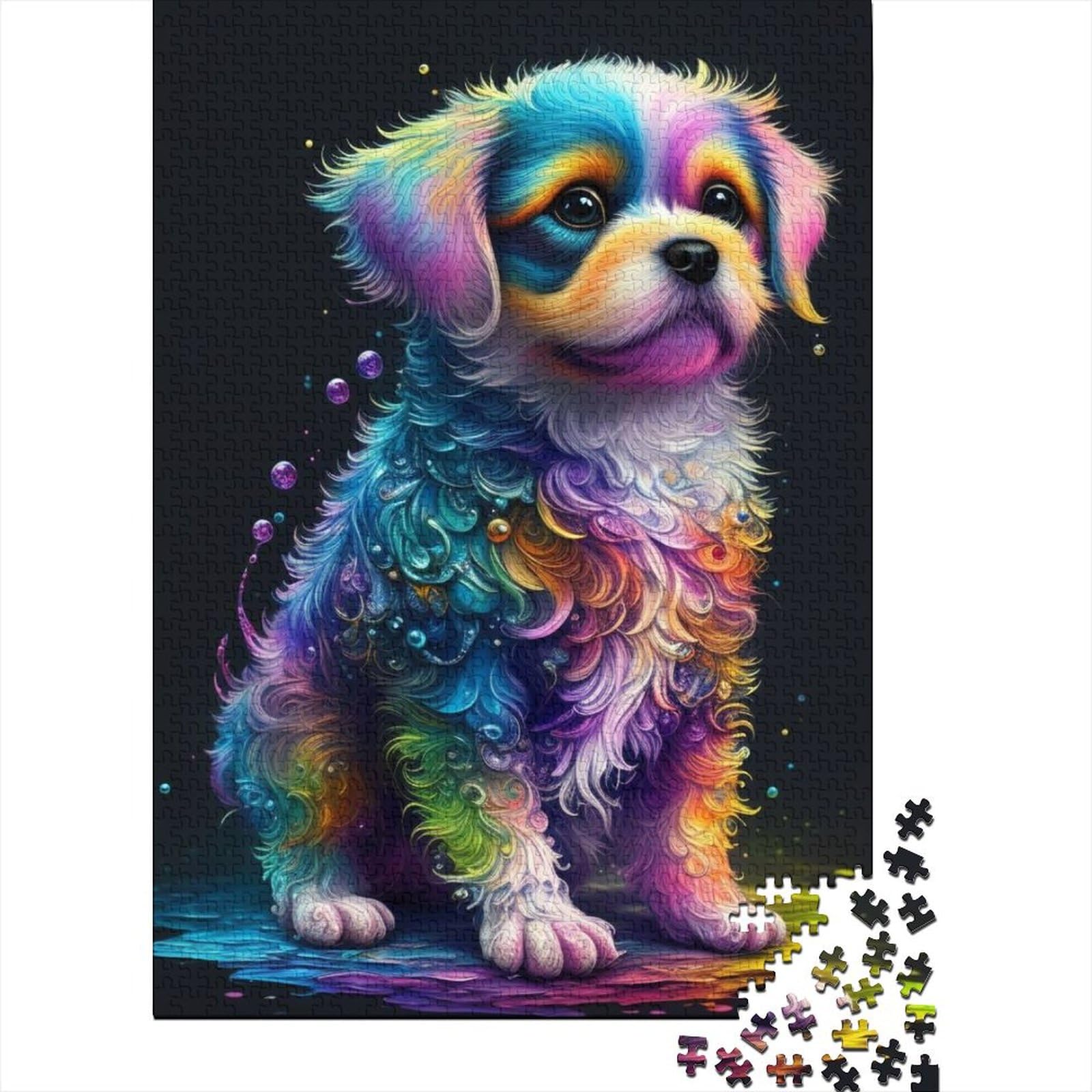 Kunstpuzzle für Erwachsene, 1000 Teile, Tier-Fantasie-Hund, Holzpuzzle für Erwachsene, Puzzles für anspruchsvolle Puzzlespiele und Familienspiele (Größe 29,53 x 19,69 Zoll)