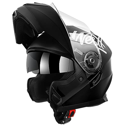 Westt Motorradhelm Integralhelm Herren Damen mit verstärktem Kinnschutz Chopper Moped Mofa Roller Helm Motorrad mit ECE DOT Zertifizierung (S (55-56cm), Matt Schwarz)