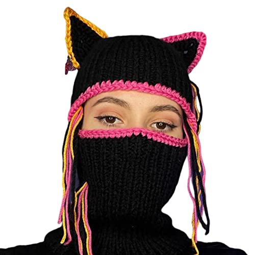 Hut Katze gehäkelte Mütze Kappe für Damen und Herren, Bild-Requisiten, Katzenohrkappe, Cosplay, Halloween-Party