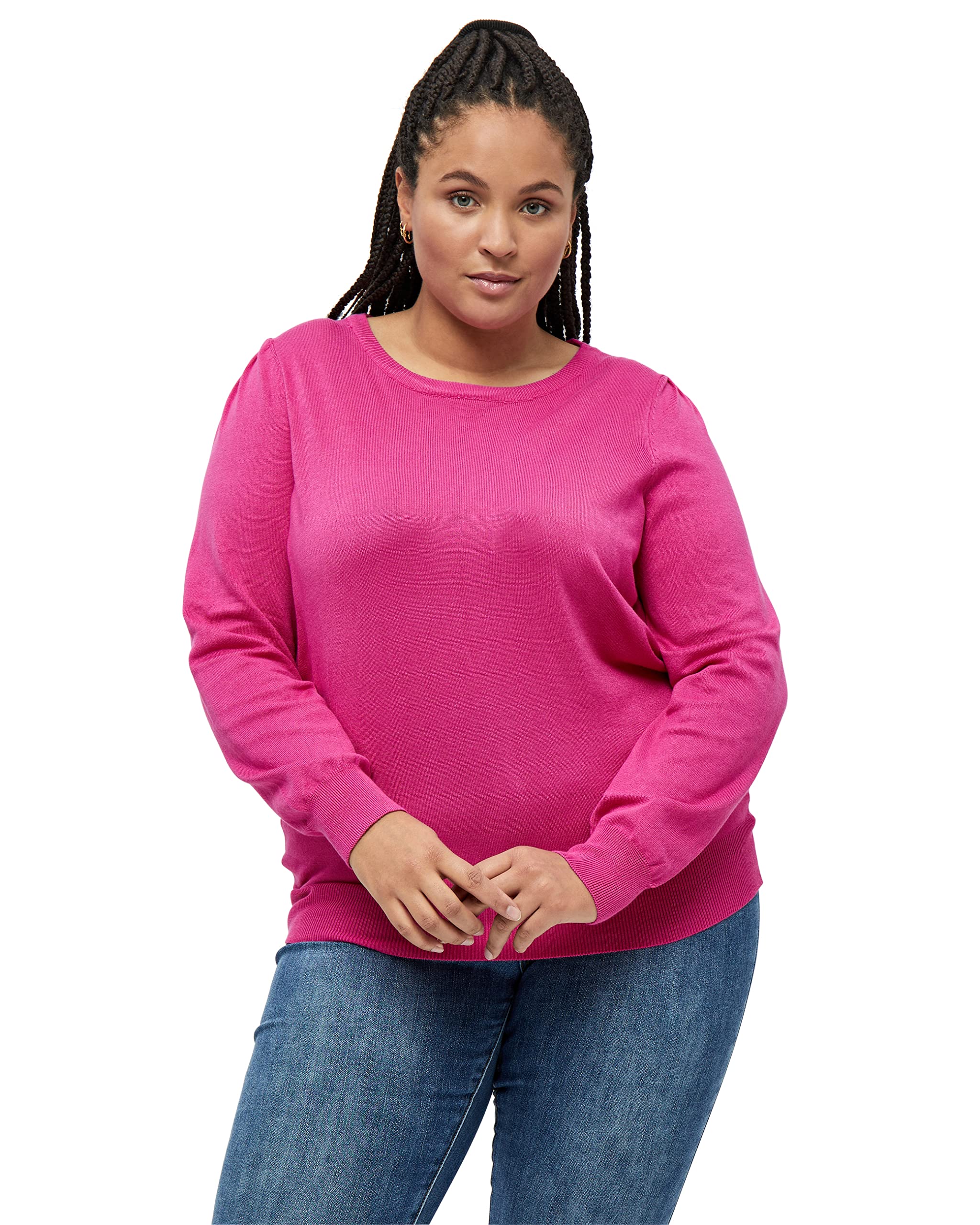 Peppercorn Tana Runden Hals Lange Ärmel Stricken Pullover Kurve Pullover Damen In Pink Herbst Pulli Damen Größe 48