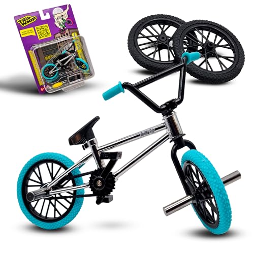 TAIL WHIP BMX-Fingerfahrrad, Finger Bike BMX aus Metalllegierung für schwindelerregende Tricks, Mini Fahrrad Spielzeug mit original Zubehör, Fördert Handmotorik (Glossy Chrome)