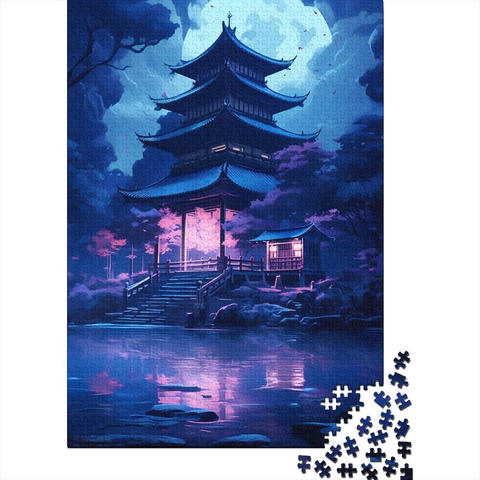 Japan House by The Lake Holzpuzzle für Erwachsene, 500 Teile für Erwachsene, schwierige Puzzles ganze Familie und die (Größe: 52 x 38 cm)