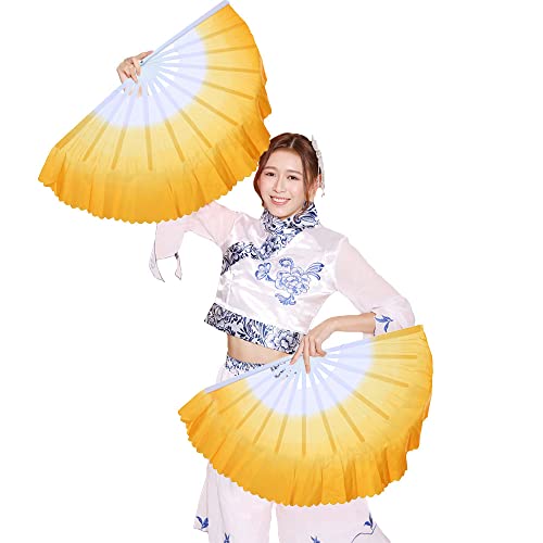 Zooboo Dance Hand Held Fan  1 Paar chinesische Hand Falten VINTAGE STYLE Tragbarer Personalisierte Tai Chi Kungfu Dancing zusammenklappbar Fans Dekoration für Frauen Kinder Dance  Seide und