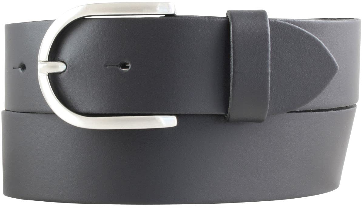 BELTINGER Damen-Gürtel aus 100% echtem Leder 4 cm | Jeans-Gürtel für Damen 40mm | Spaltleder-Gürtel in 4cm mit runder Schließe | Schwarz 115cm