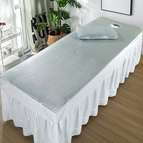 Massage-Bettbezug Kühlende Spa-Massage-Behandlungsauflage Ice Silk Lash Bettmatratzenauflage Mit Gesichtsloch Für Körperphysiotherapie-Massage,D,180 * 60cm(with hole)