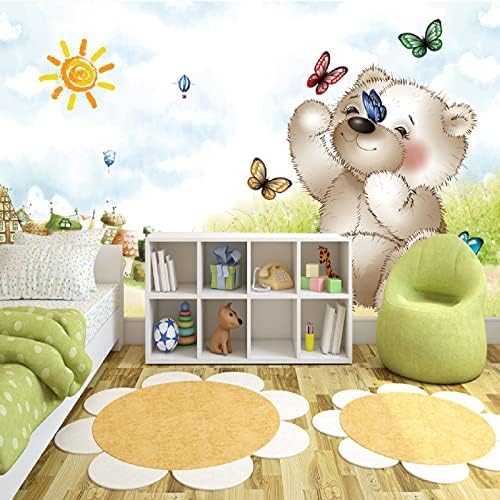 XLMING Cartoon Bär Kinderzimmer Küche Esszimmer Arbeitszimmer Wohnzimmer TV Hintergrund Wand 3D Tapete-250cm×170cm