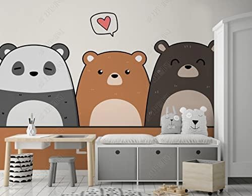 XLMING Cartoon Moon Sprout Star Bear Kinderzimmer Küche Esszimmer Arbeitszimmer Wohnzimmer TV Hintergrund Wand 3D Tapete-200cm×140cm