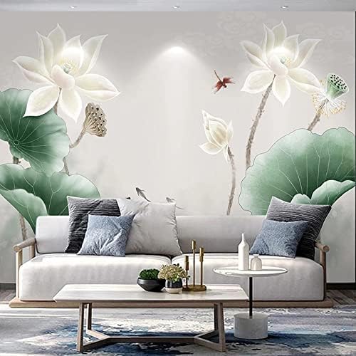 XLMING Ink Lotus Bilder 3D Tapete Home Dekoration Wohnzimmer Sofa Schlafzimmer Tv Hintergrund Wand-250cm×170cm