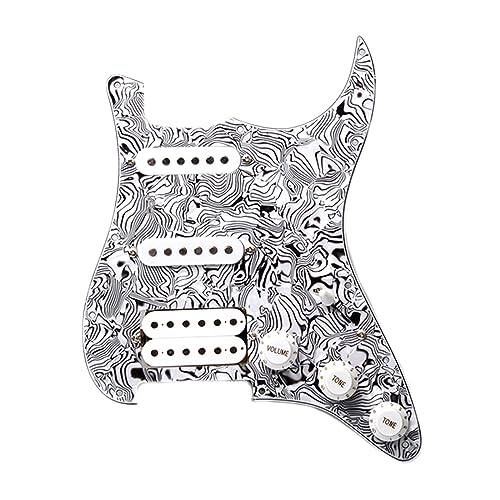 SSH-Schlagbrett Für E-Gitarre Und Schwarz-weiße, Vorverdrahtete SSH-Schlagplattenbaugruppe (Color : Bk white 9)