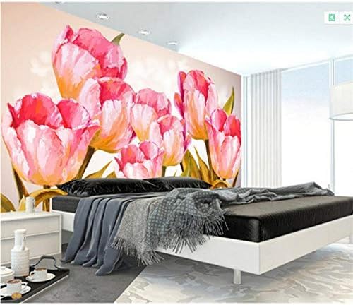 XLMING Handgemalte Tulpe Aquarell Blume 3D Tapeten Home Esszimmer Sofa Schlafzimmer Wohnzimmer TV Hintergrund-150cm×105cm