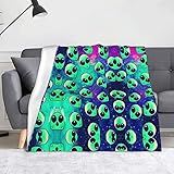 DMORJ Grüne Alien-Decke Flanell-Überwurfdecken – 152,4 x 127 cm, warme Decke für Bett, Sofa, Couch, Schlafzimmer, Herren, Frauen, Geschenk.