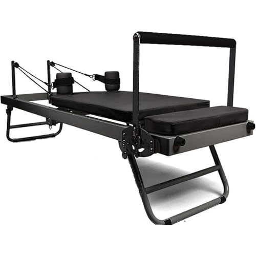 lwjunmm Reformer Pilates Maschinen Set, Faltbare Pilates Reformer Maschine FüR Das Training Zu Hause, Pilates TrainingsgeräTe, Yogastudio AusrüStung, FüR Krafttraining,Black-latextubetype