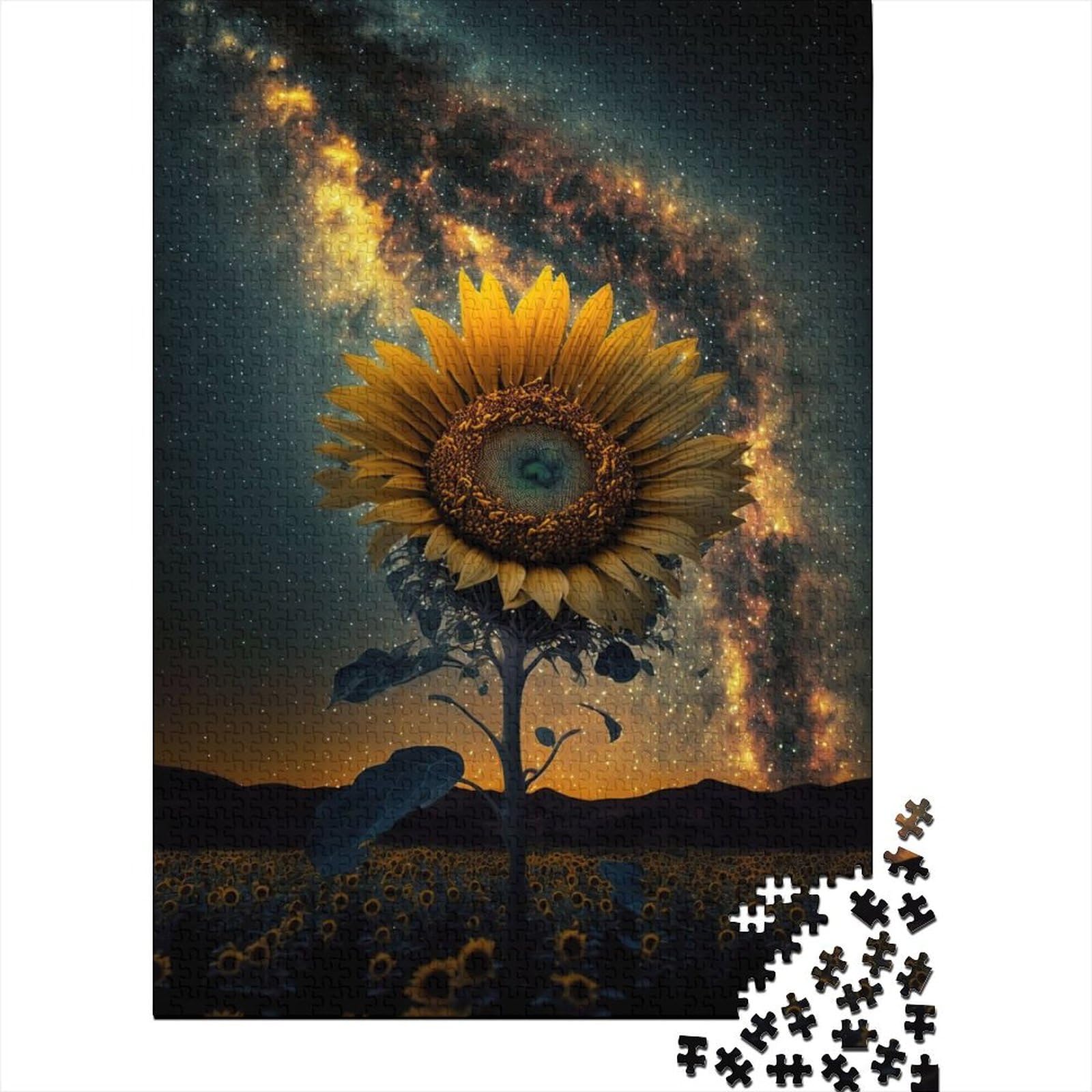 1000 Teile für Erwachsene Schwierige Puzzles Universum Sonnenblume Holzpuzzles für Erwachsene Puzzles Entspannungspuzzles Spiele-Denksportpuzzle 75x50cm