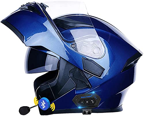 Klapphelme mit Bluetooth-Motorradhelm Damen und Herren,DOT/ECE Zertifiziert Modularer Helme Integralhelm Motorradhelm mit Double Lens Rollerhelm Sturzhelm (Color : G, Größe : L=59-60cm)