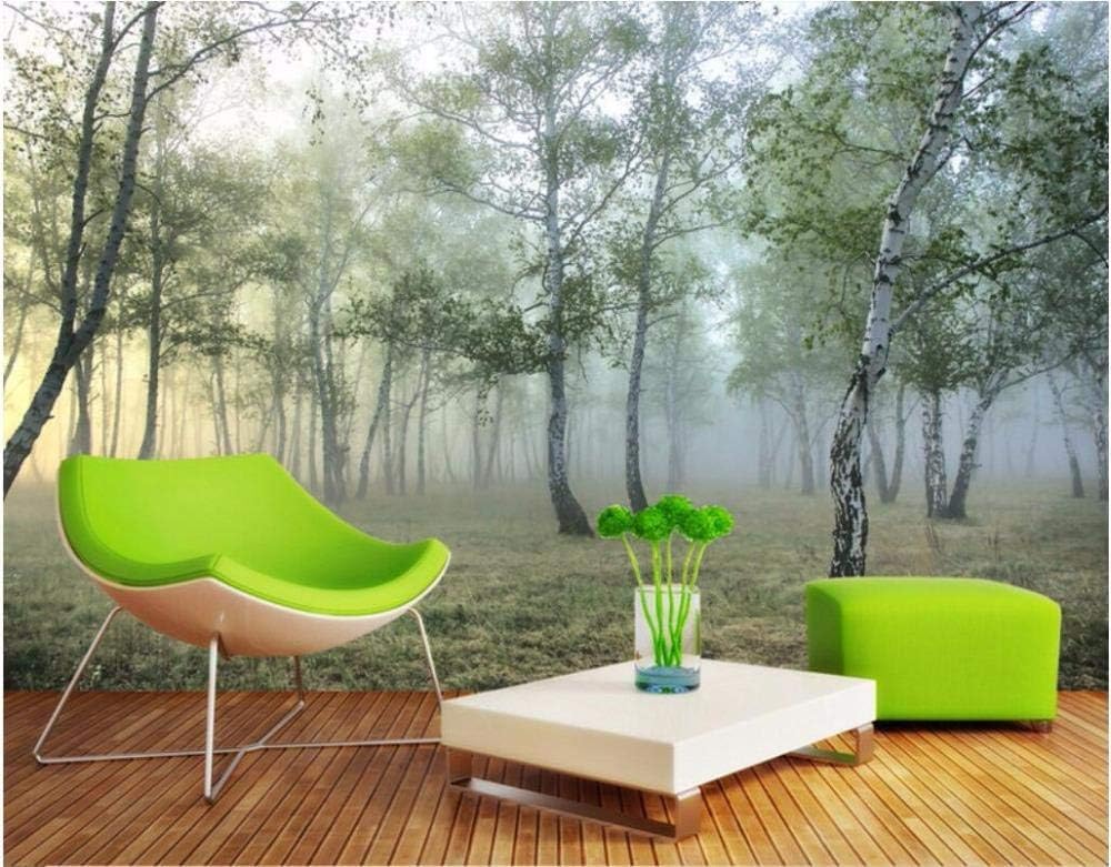 Birkenwald-Nebel 3D Tapete Poster Restaurant Schlafzimmer Wohnzimmer Sofa TV Dekorative Wand-350cm×256cm