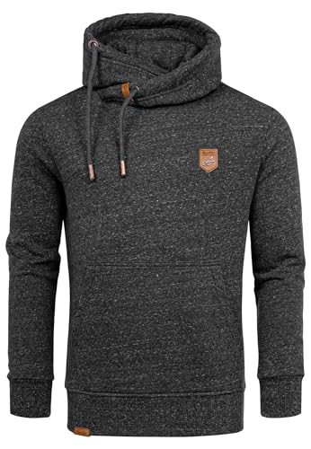 Amaci&Sons Herren Kapuzenpullover Basic Kontrast Sweatjacke Pullover Hoodie Sweatshirt 4072 Schwarz XXL