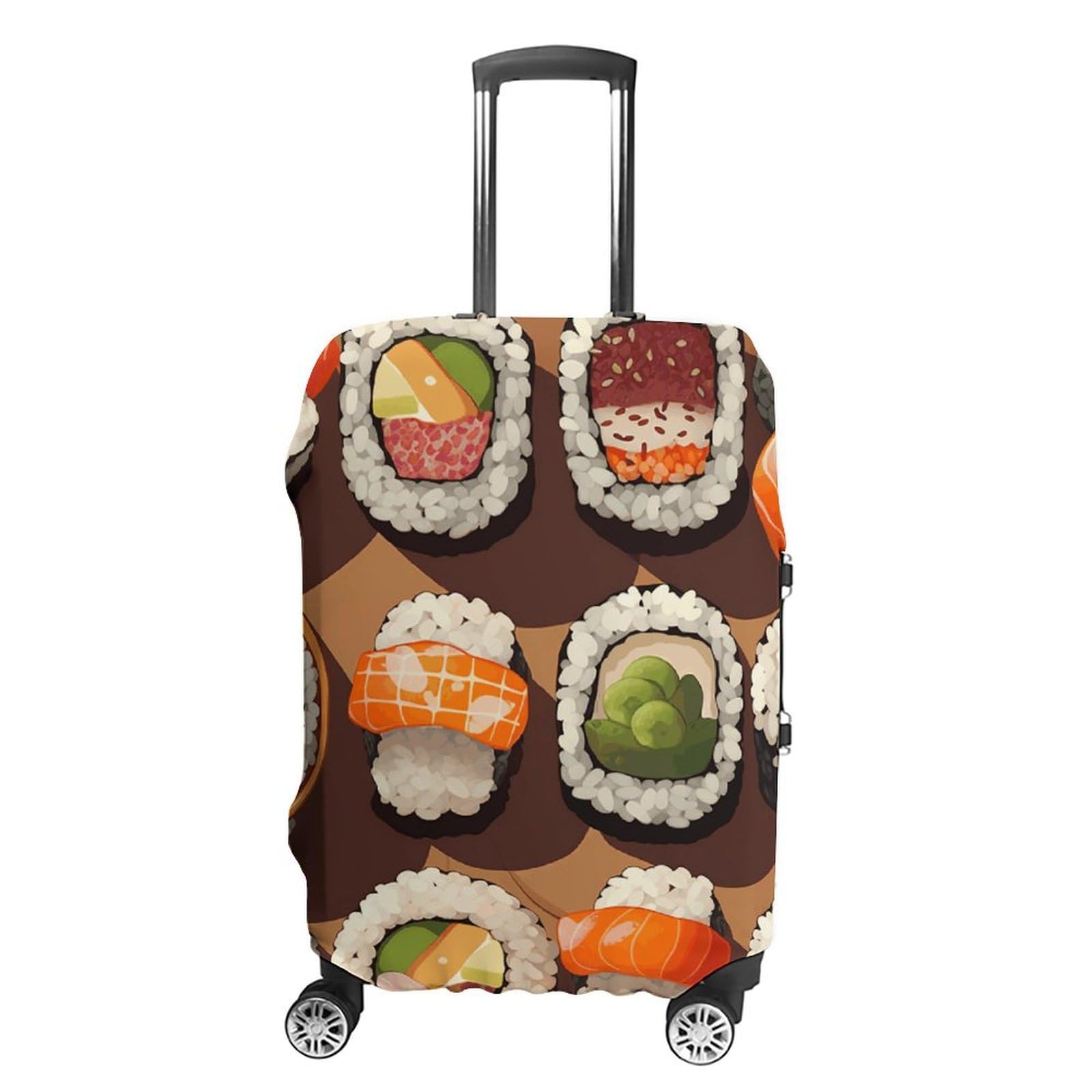 CSGJMYGS Reisegepäckhülle, elastisch, waschbar, modisch, kratzfest, Aquarellfarben, Tannenzapfen, Koffer-Schutz, passend für 45,7 - 81,3 cm Gepäck, Viele Sushi-Futter., XL