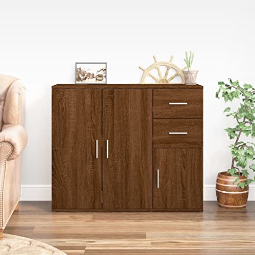 CCCINER Sideboard Braun Eichen-Optik 91x29,5x75 cm Holzwerkstoff,Modernes Sideboard in EicheOptik: Stilvoller Stauraum für Ihr Zuhause