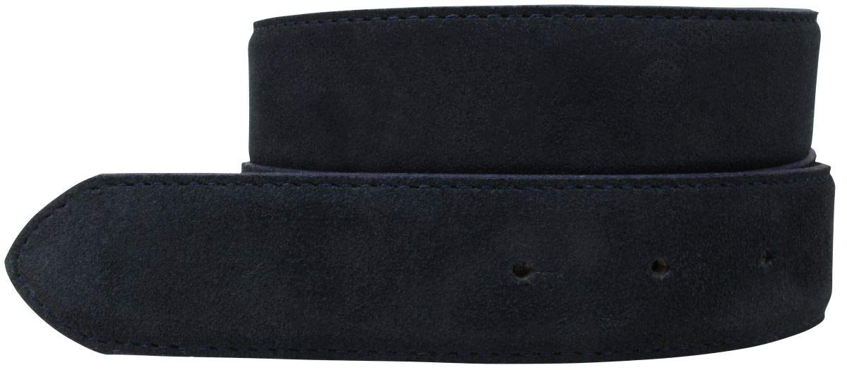 BELTINGER Gürtel aus Veloursleder ohne Schnalle 3,5 cm | Velour-Ledergürtel für Damen Herren 35mm | Wildleder-Gürtel | Dunkelblau 85cm