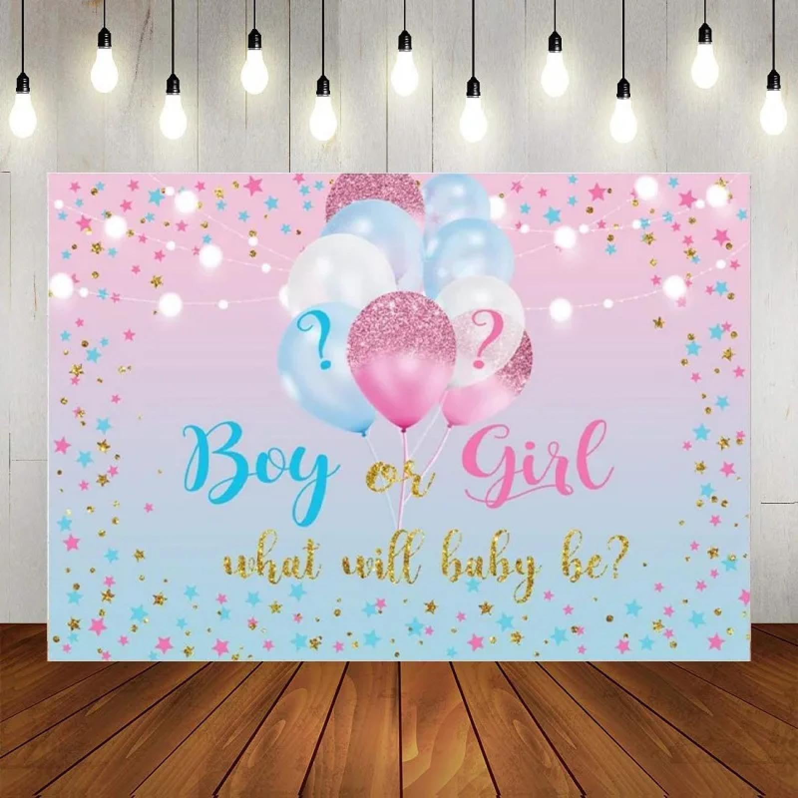 Geschlecht Enthüllen Junge Oder Mädchen Fotografie Hintergrund Rosa Blaue Punkte Ballon Hintergrund Er Oder Sie Baby Party Party Banner Dekorationen 300x200cm