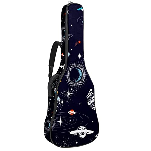 Anfänger Akustikgitarre Bundle Full Size Fichtendecke Cutaway Akustikgitarre Tasche,Galaxy Space Stars Planets With Rockets