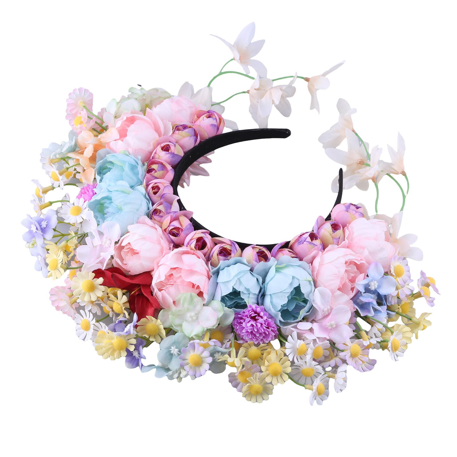 PTILSERY Doppelseitiges Blumen-Stirnband, Mexika-Rose, Blumen-Haarband, modisch, für Damen, Braut, Haar-Accessoire, Brautgirlanden, wie beschrieben