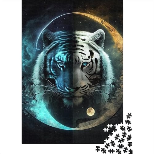 Yin- und Yang-Tiger-Puzzle für Erwachsene und Jugendliche, 1000-teiliges Puzzle für Erwachsene und Jugendliche, Lernspiele, Heimdekorationspuzzle, 75 x 50 cm