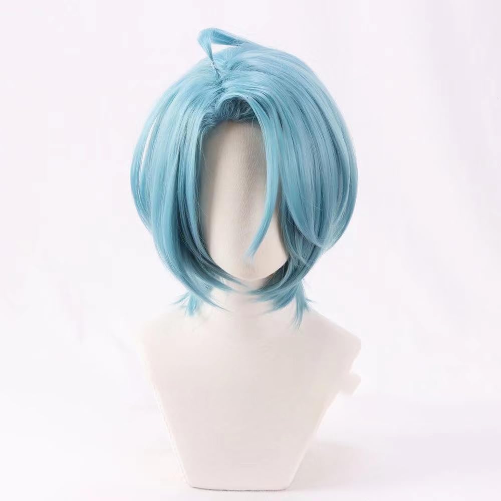 WCCNKK Anime Cosplay Perücke, Ensemble Stars Himeru Perücke, Blaues 35 Cm Kurzes Haar, Mit Perückenkappe, Für Party Alltag Halloween Perücke Cosplay, Dekoratives Geschenk