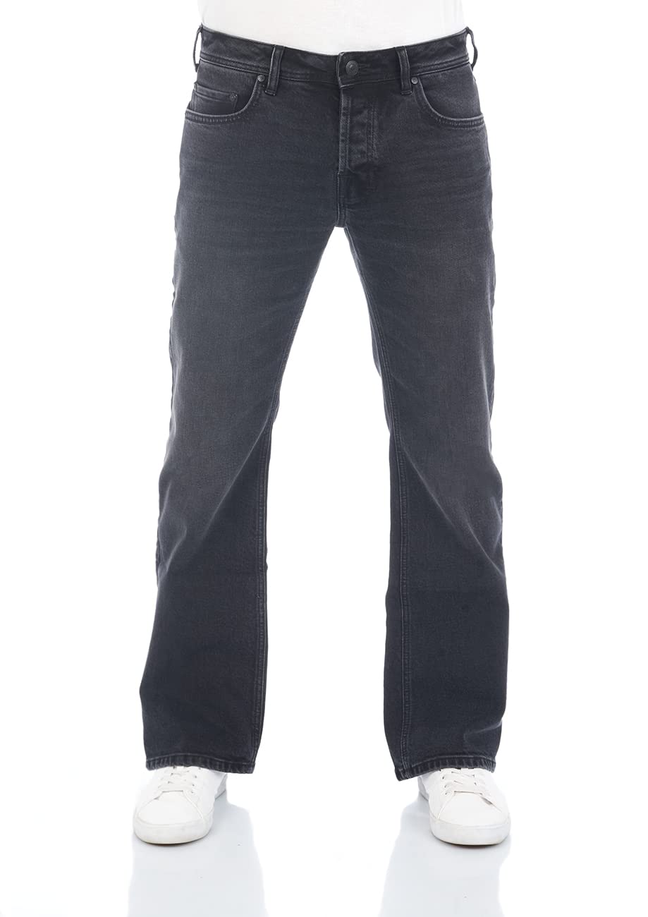 LTB Jeans Hose Herren Bootcut Timor Denim Stretch Tiefer Bund Blau Schwarz 28W - 40W 30L - 36L, Farbvariante:Black Wash (200), Größe:29W / 36L