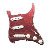 Schlagbrett Tonabnehmer für E Gitarre 11 Löcher HSS Schlagbrett für E-Gitarre SSH-Schutz Schlagplatte und Schrauben für ST-Gitarrenteile 21 Farboptionen(Red Pearl)