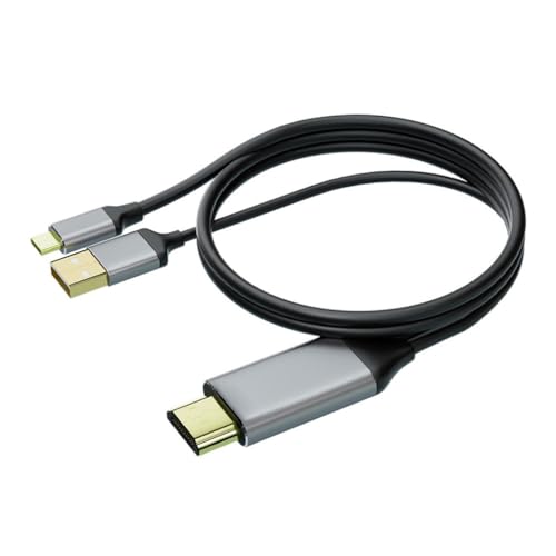 Qsvbeeqj 4K @ 60Hz HDMI-kompatibler Stecker auf USB-C-Stecker, Kabel mit USB-Stromversorgung für PC-Monitore, Projektoren, Brillen