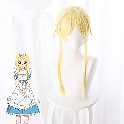 LINLINCD-Schwertkunst Online Alicization Sao Alice Synthese Dreißig Cosplay Perücke Lange Goldene Zopf Stil Synthetische Halloween Perücken + Perücke Cap Kuzb314