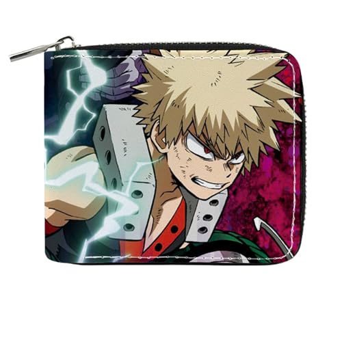 RYNDEX My He-ro Academ-ia Anime Wallets, Geldbörse Leder mit Reißverschluss, Mädchen Geldtasche mit Münzfach und Geldscheinfach(Color:Multicolor 8)