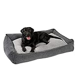 JAMAXX Premium Hundebett Orthopädisch Memory Visco Schaum Waschbar Abnehmbarer Bezug Wasserabweisend - Weiches Sofa Hundekorb Hunde-Körbchen mit Wendekissen - PDB2004 (L) 120x90 grau