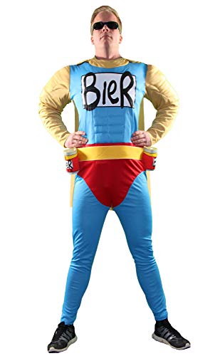 Foxxeo Das Biermann Helden Kostüm für echte Männer - Größe S-XXL - für Karneval Fasching Junggesellenabschied JGA Größe S