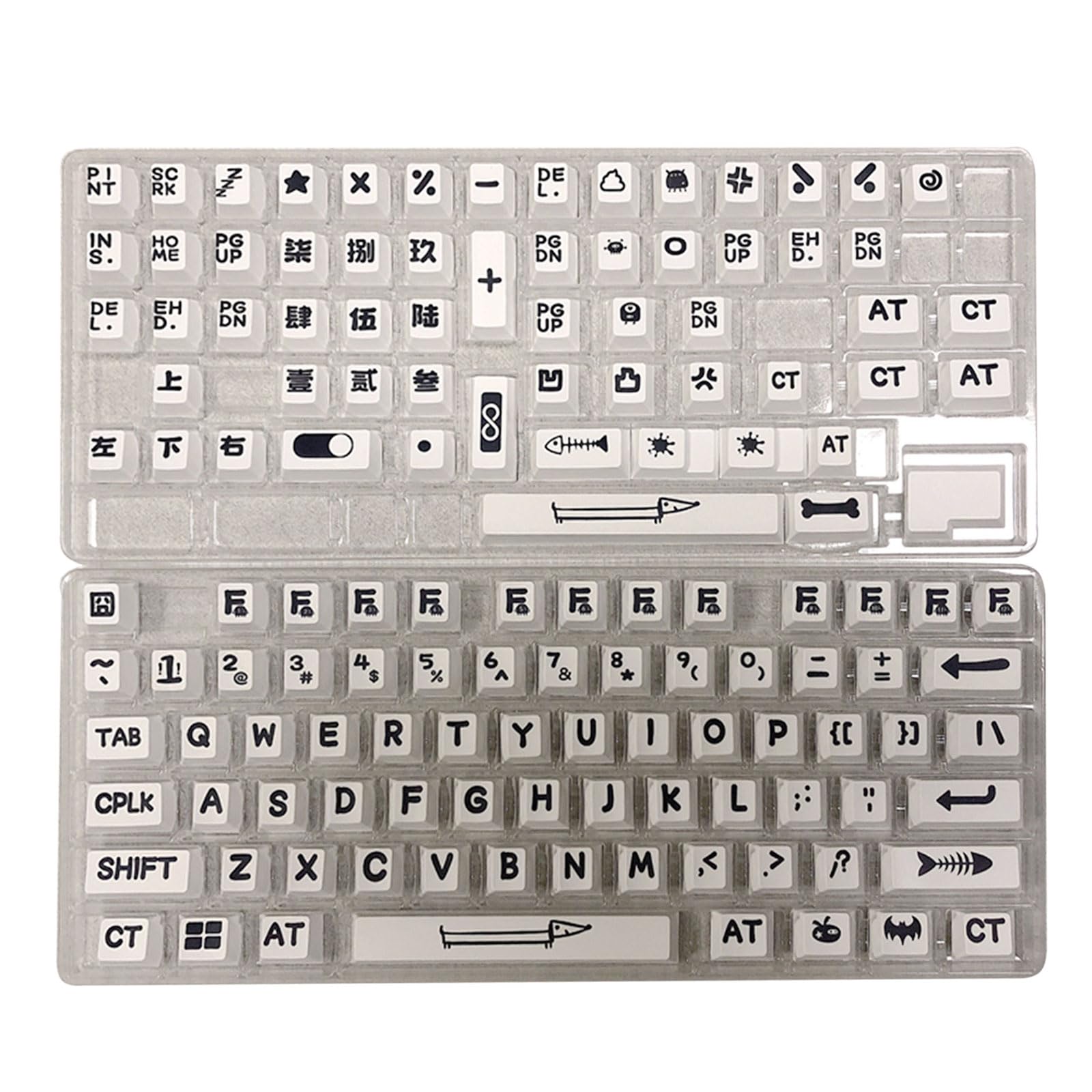 132 Tasten, große Charaktere, Tastenkappen, Tierparty, für mechanische Tastatur, Kirschprofil-Tastenkappen, Farbstoffsublimation, 132 Tasten, große Zeichen, Tastenkappen, dickes PBT-Farbstoff,