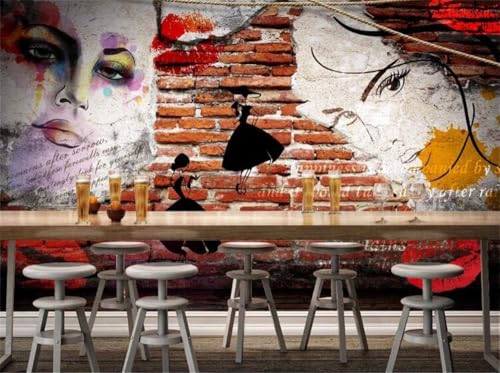 Vintage Nostalgic Red Brick Wall Abstrakte Figuren 3D Tapete Poster Restaurant Schlafzimmer Wohnzimmer Sofa TV Dekorative Wand-150cm×105cm