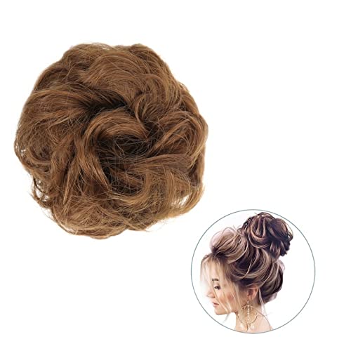 Bun Haarteile 1 Stück rund ums Haar, Pferdeschwanz, Donut-Haarknoten, Haarschmuck for Frauen, synthetischer, unordentlicher, lockiger, gewellter Scrunchie-Chignon mit Gummibandwickel Brötchen-Haarteil