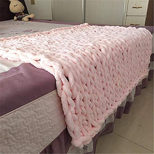 Nicole Knupfer Decke Grob Gestrickte Kuscheldecke Grobstrick Wolldecke Tagesdecke Strickdecke Überwurf Zuhause Dekor Geschenk (Rosa,100 * 120cm)