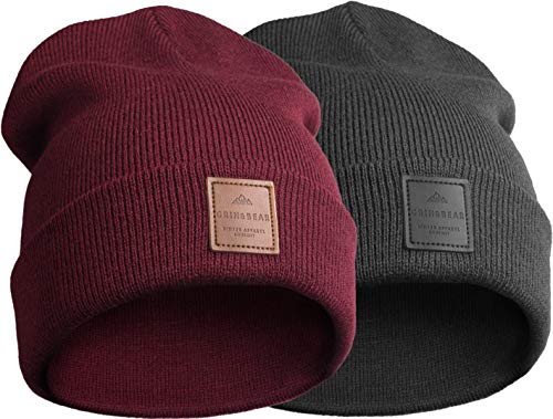 Grin&Bear Unisex Streetwear Mütze Beanie Feinstrick M65 (one Size, SetA)