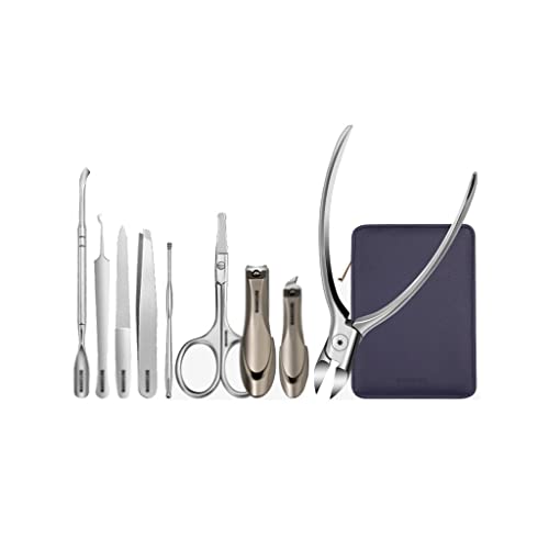 BONAD Zehennagelknipser 9-teilige Nagel-Klipper Set Professional Pedicure Nail Set Edelstahl Schönheitspflege-Werkzeuge Schönheitsset mit Pu. Lederhülse Unisex. Nagelknipser-Set (Color : B)