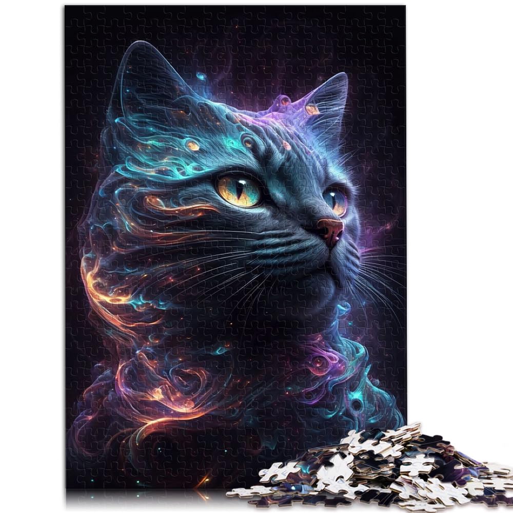 Puzzles für Galaxy Cat Animal 1000-teiliges Puzzle für Erwachsene, Holzpuzzle, Familienspiel zum Stressabbau, schwieriges Herausforderungspuzzle, 1000 Teile (50 x 75 cm)