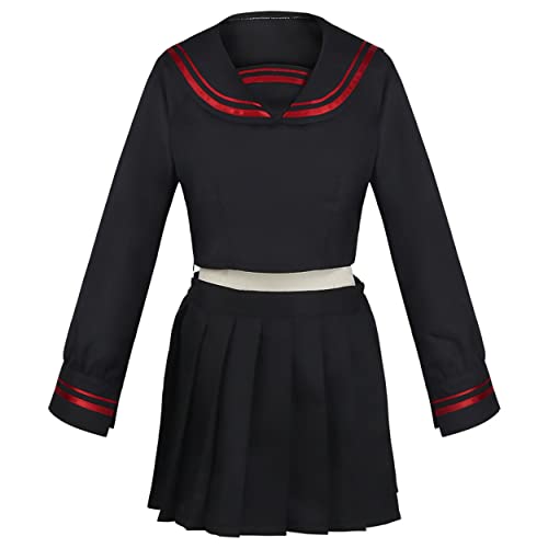 Frauen Yuzuha Shiba Cosplay Kostüm Schwarz JK Uniform Halloween Rock,Black-M