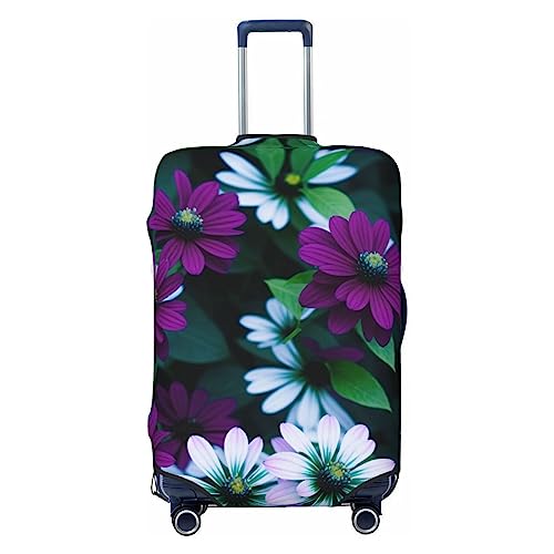 Miniks Reisegepäckhülle mit bunten Blumen, strapazierfähig, passend für 45,7 - 81,3 cm große Gepäckstücke, Schwarz, Large